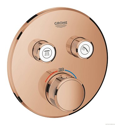 Внешняя часть термостата для душа GROHE Grohtherm SmartControl на 2 потребителя, круглая, теплый закат глянец (29119DA0)