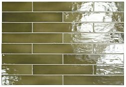 Equipe Manacor Basil Green Зеленая Глянцевая Настенная плитка 6,5х40 см