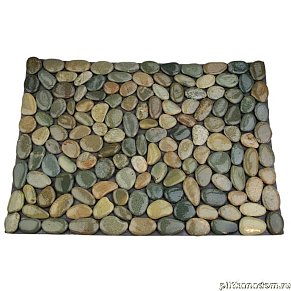 Sekitei Каменная мозаика Коврик натуральная Галька на резине MS8005 зелёно-серая 70х50 см