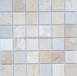 Caramelle Art Stone Travertino Beige Мозаика матовая 30х30x0,8 (4,8x4,8) см