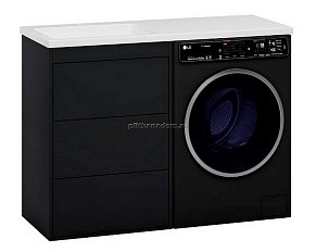 Brevita Grafit-60 L Тумба напольная 3 ящ. под стир. машину графит+раковина Даллас