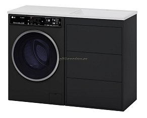 Brevita Grafit-60 R Тумба напольная 3 ящ. под стир. машину графит+раковина Даллас