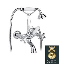 Смеситель Nicolazzi Dames Anglaises арт. 1401GB78 для ванны с душем, гальваническое золото, ручки P. Mont Blanc