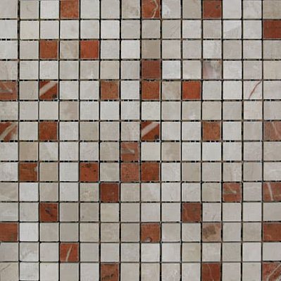Bertini Mosaic Мозаика из мрамора Rojo Alcante-Cream Marfil Мозаика 2х2 сетка 30,5х30,5