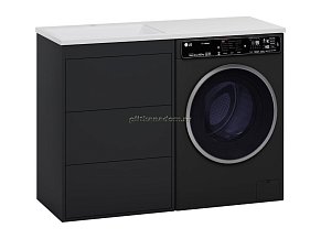 Brevita Grafit-60 L Тумба напольная 3 ящ. под стир. машину графит+раковина Гавана
