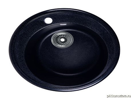 Rossinka RS51R-Black Мойка кухонная с сифоном, круглая 51, черная