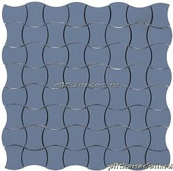Ce.Si Butterfly Zaffiro Rett Синяя Матовая Ректифицированная Мозаика 2,5x5 30x30 см