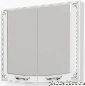 Какса-А Классик-Д 4150 Шкаф зеркальный 80 Белый с серебром 80х70х12