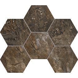 Estima Bernini BR04 Hexagon Dark Brown Коричневая Полированная Мозаика 25x28,5 см