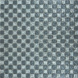 Росмозаика Мозаика стеклянная № 647 шахматка серая рифленая-платина 1,5х1,5 30х30 см