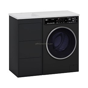 Brevita Grafit-40 L Тумба напольная 3 ящ. под стир. машину графит+раковина Гавана
