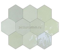 Wow Zellige Hexa 122083 Mint Зеленая Глазурованная Настенная плитка 10,8х12,4 см