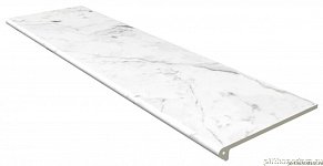 Gres de Aragon Marble Carrara Blanco Liso Peldano Redondo Белая Матовая Ступень 33x120 см