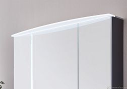 Marlin 3040city, зеркальный шкаф 120 см (3 двери) с LED подсветкой в козырьке из оргстекла, белый глянец