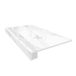 Ametis Supreme SM01 Platinum Белая Неполированная + Подступенок (14,5x120) Ступень 33х120 см