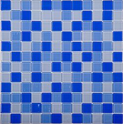 NS-mosaic Crystal series J-347 Стекло Голубая Глянцевая Мозаика 30х30 (2,5х2,5) см