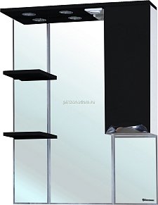 Bellezza Симона Зеркало-шкаф черное прав. (свет.) 90 см