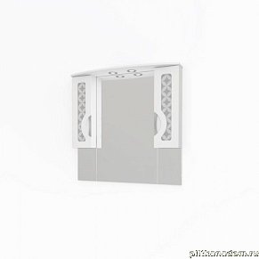 Какса-А Каприз Зеркальный 4296 Зеркало + Шкаф 105, с подсветкой, Белый 105х100х22,6