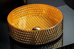 Boheme 817-G Раковина чаша круглая хрустальная Золото 39x12