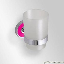 Bemeta Trend-i 104110018f Одиночный держатель стакана с матовым стеклом, розовая основа