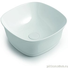 White Ceramic Idea, накладная квадратная раковина 42x42х18h см, белый глянцевый