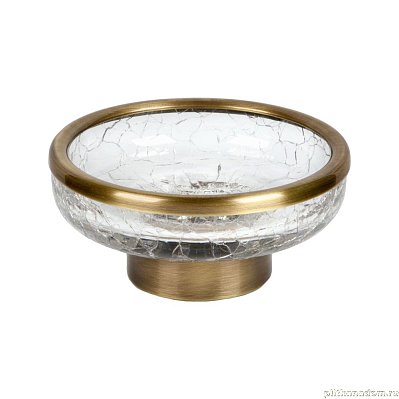 Surya Crystal, мыльница на металлическом основании 11,5х11,5хh4,5 см, эффект битого стекла, светлая бронза, 6602/SB-CRD