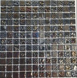 Gidrostroy Стеклянная мозаика L-027 Серая Глянцевая Рифленая 31,7x31,7 (2,5х2,5) см