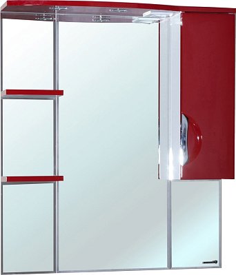 Bellezza Лагуна-85 Зеркало-шкаф Красный, встроенный светильник, правый