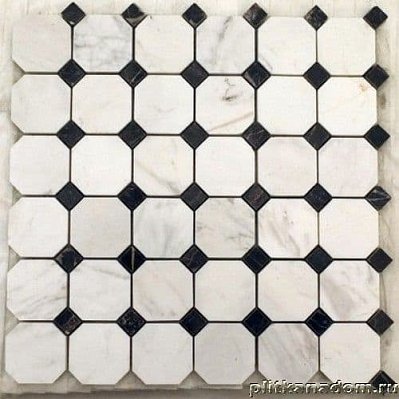 Мрамор Мозаика мраморная Octagon MwP9(4,8x4,8)+BsP(1,5x1,5) 30,5х30,5