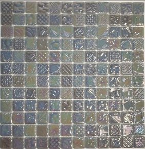 Gidrostroy Стеклянная мозаика L-035 Серая Глянцевая Рифленая 31,7x31,7 (2,5х2,5) см