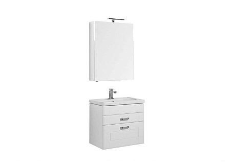 Комплект мебели для ванной Aquanet Рондо 70 белый (2 ящика, зеркало камерино)