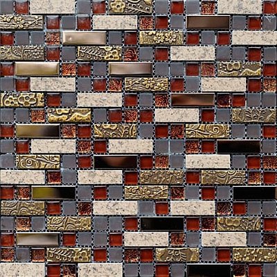 Bertini Mosaic Мозаика Миксы из стекла Bronze brick mix Мозаика 1,5х1,5 сетка 30,5х30,5