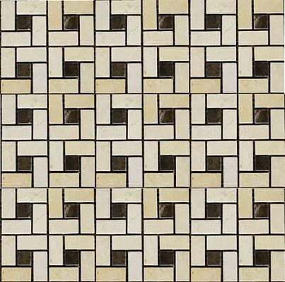 Bertini Mosaic Мозаика из мрамора Dark Imperador-Cream Marfil Мозаика 3х1,5 - 1,5х1,5 сетка 30,5х30,5