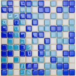 MVAPrintMosaic Мозаика стеклянная Микс 25FL-S-035 Синий кобальт + Голубой + Белый 31,5х31,5 см