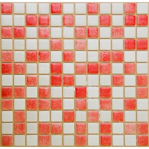MVAPrintMosaic Мозаика стеклянная с напылением 25ST-S-022 Белый + Красный 31,5х31,5 см