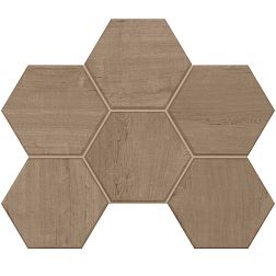 Estima Classic Wood Rusty Beige CW 03 Hexagon Коричневая Матовая Мозаика 25х28,5 см