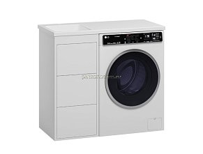 Brevita Grafit-40 L Тумба напольная 3 ящ. под стир. машину белая+раковина Камилла