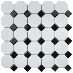 Starmosaic Homework Octagon Small White-Black Matt Мозаика 29,5х29,5