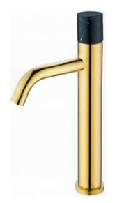 Boheme Stick 122-G-MR Смеситель для умывальника высокий, Gold, ручка мрамор черная