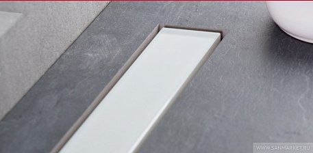 Confluo Frameless Line 950 White Glass Линейный трап PESTAN