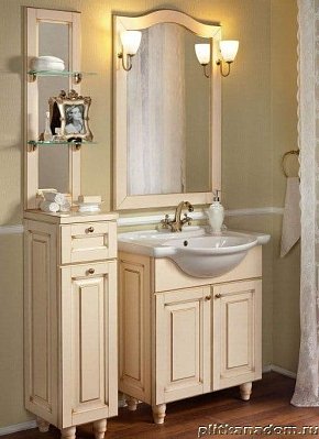 ЭкоМебель Royal Комплект мебели для ванных комнат Royal-3 Lux1 (тумба с умывальником 80, зеркало в раме)